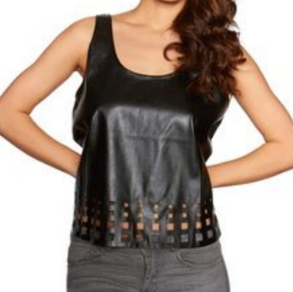 Faux Leather Cutout Tank * Sheer Back* NWT* Multiple Sizes* - Picture 8 of 8